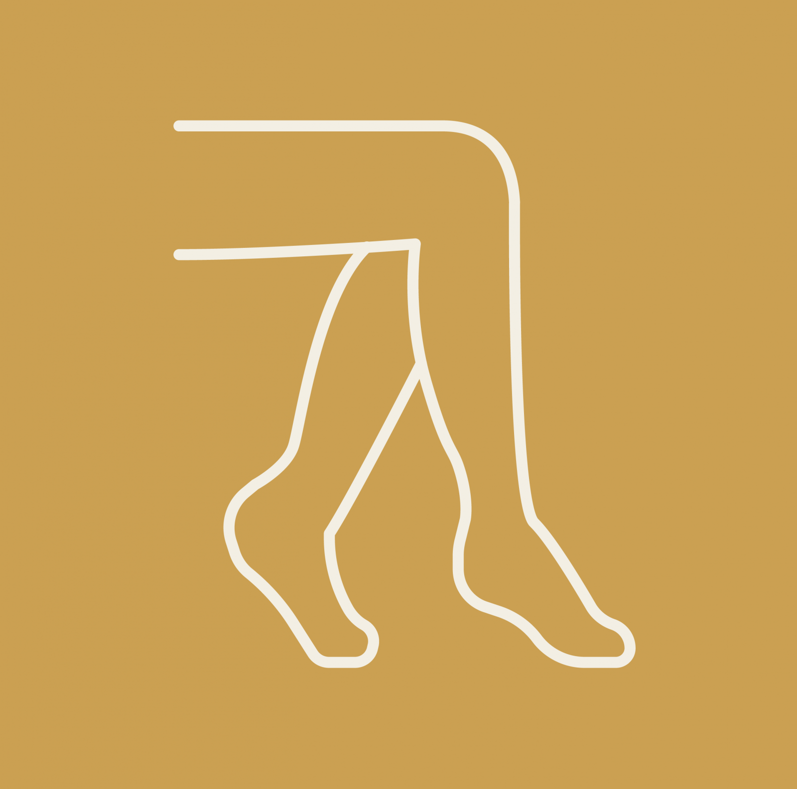 Bijele siluete prekriženih nogu na smeđoj podlozi.